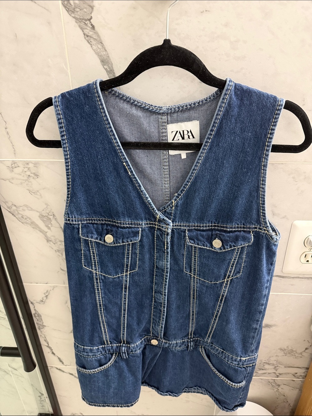 ZARA Dark Blue Denim Sleeveless Jumper